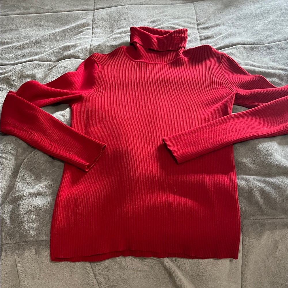 Ralph Lauren Red Ribbed Turtleneck Sweater